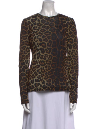 Christian Siriano Animal Print Crew Neck Blouse