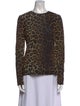 Christian Siriano Animal Print Crew Neck Blouse