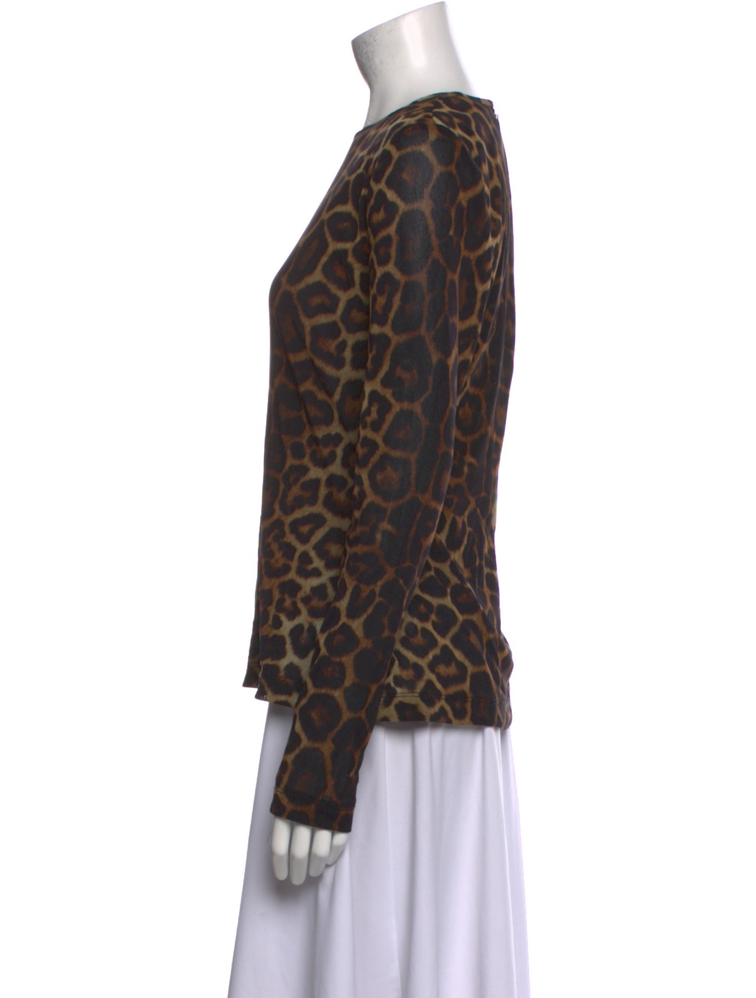 Christian Siriano Animal Print Crew Neck Blouse
