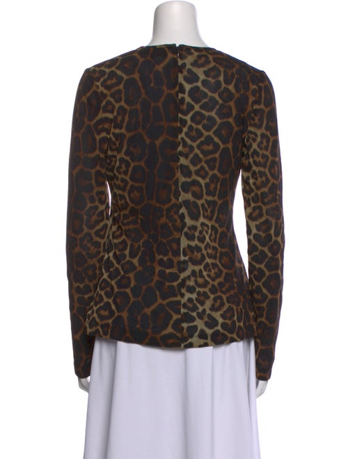 Christian Siriano Animal Print Crew Neck Blouse