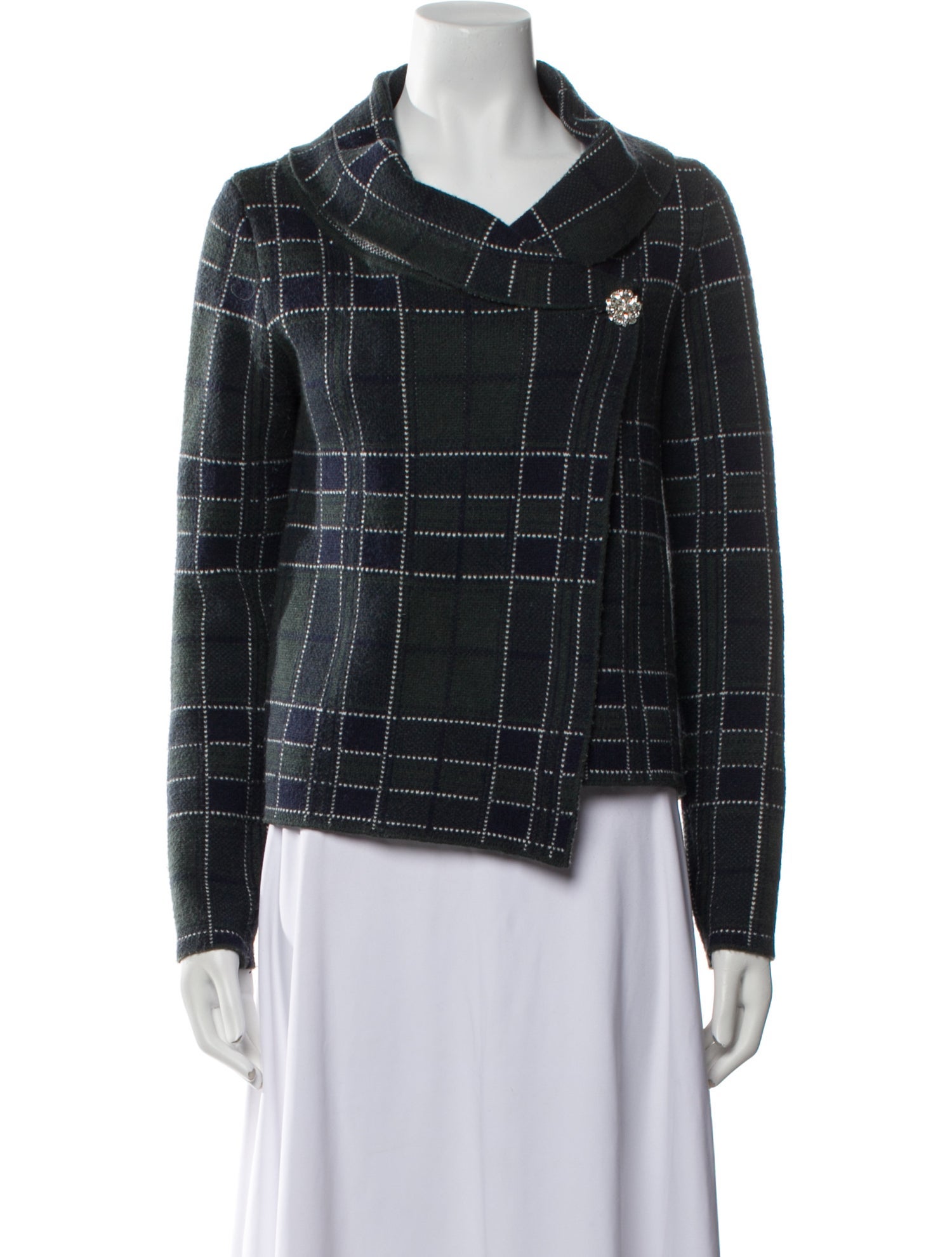 Christian Siriano Plaid Print Biker Jacket