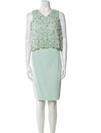 Christian Siriano V-Neck Knee-Length Dress