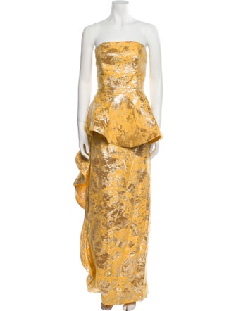 Christian Siriano Floral Print Long Dress