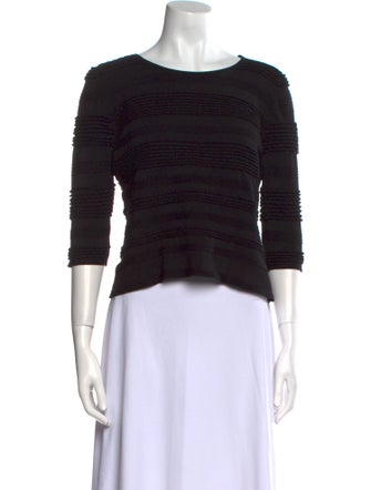 Christian Siriano Bateau Neckline Three-Quarter Sleeve Crop Top