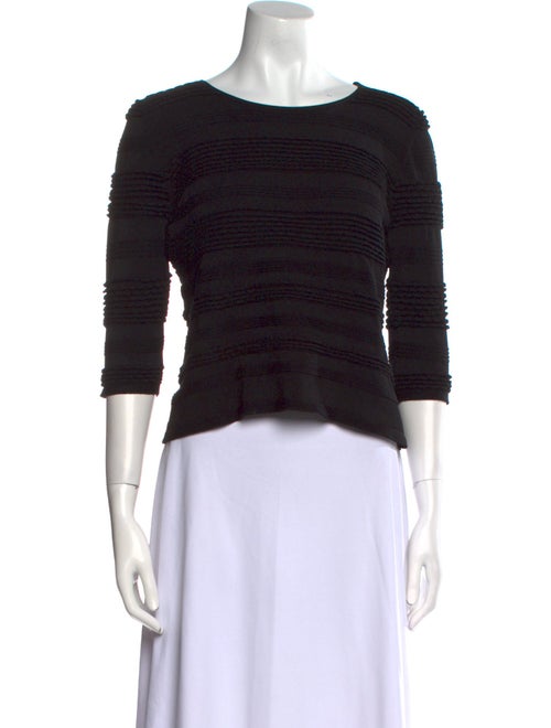 Christian Siriano Bateau Neckline Three-Quarter Sleeve Crop Top