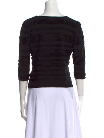 Christian Siriano Bateau Neckline Three-Quarter Sleeve Crop Top