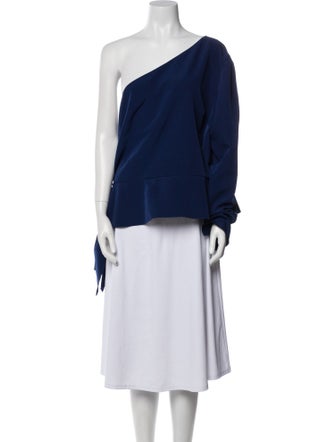 Christian Siriano One-Shoulder Long Sleeve Blouse