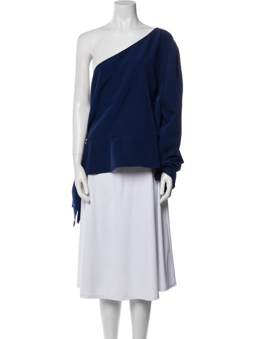 Christian Siriano One-Shoulder Long Sleeve Blouse