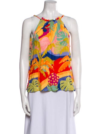 Christian Siriano Printed Halterneck Blouse