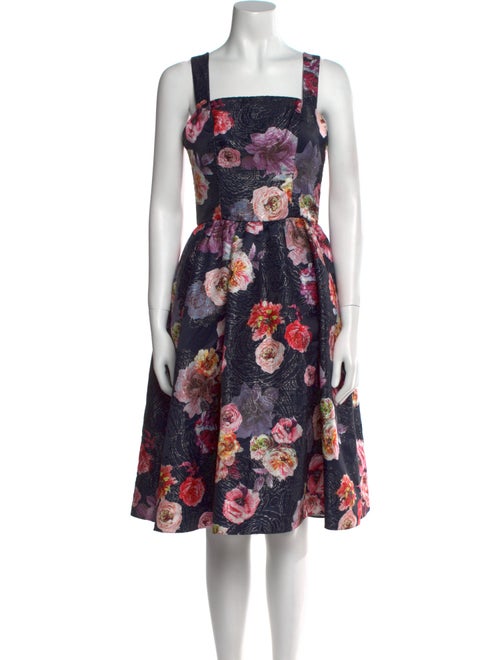 Christian Siriano Floral Print Knee-Length Dress