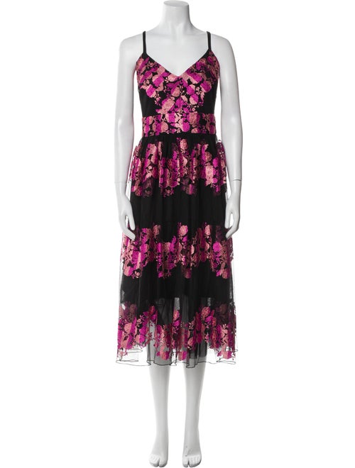 Christian Siriano Floral Print Midi Length Dress