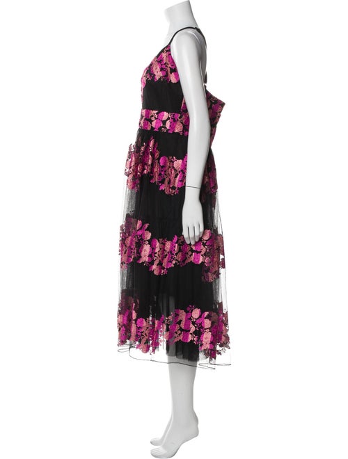Christian Siriano Floral Print Midi Length Dress