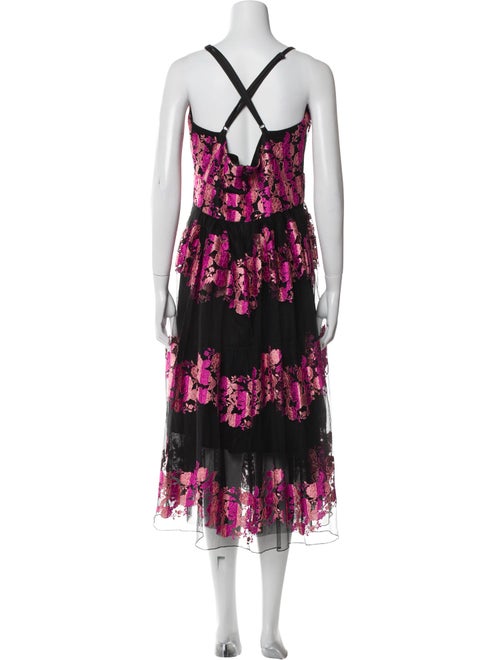 Christian Siriano Floral Print Midi Length Dress