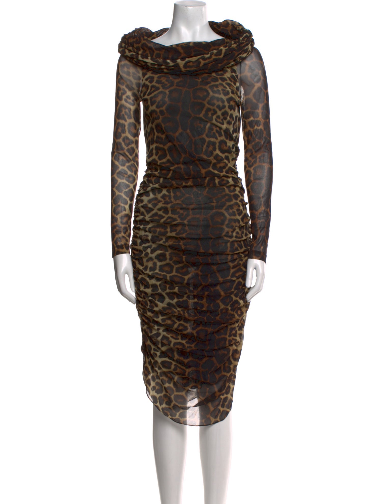 Christian Siriano Animal Print Midi Length Dress