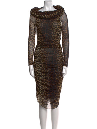 Christian Siriano Animal Print Midi Length Dress
