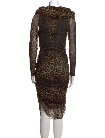 Christian Siriano Animal Print Midi Length Dress