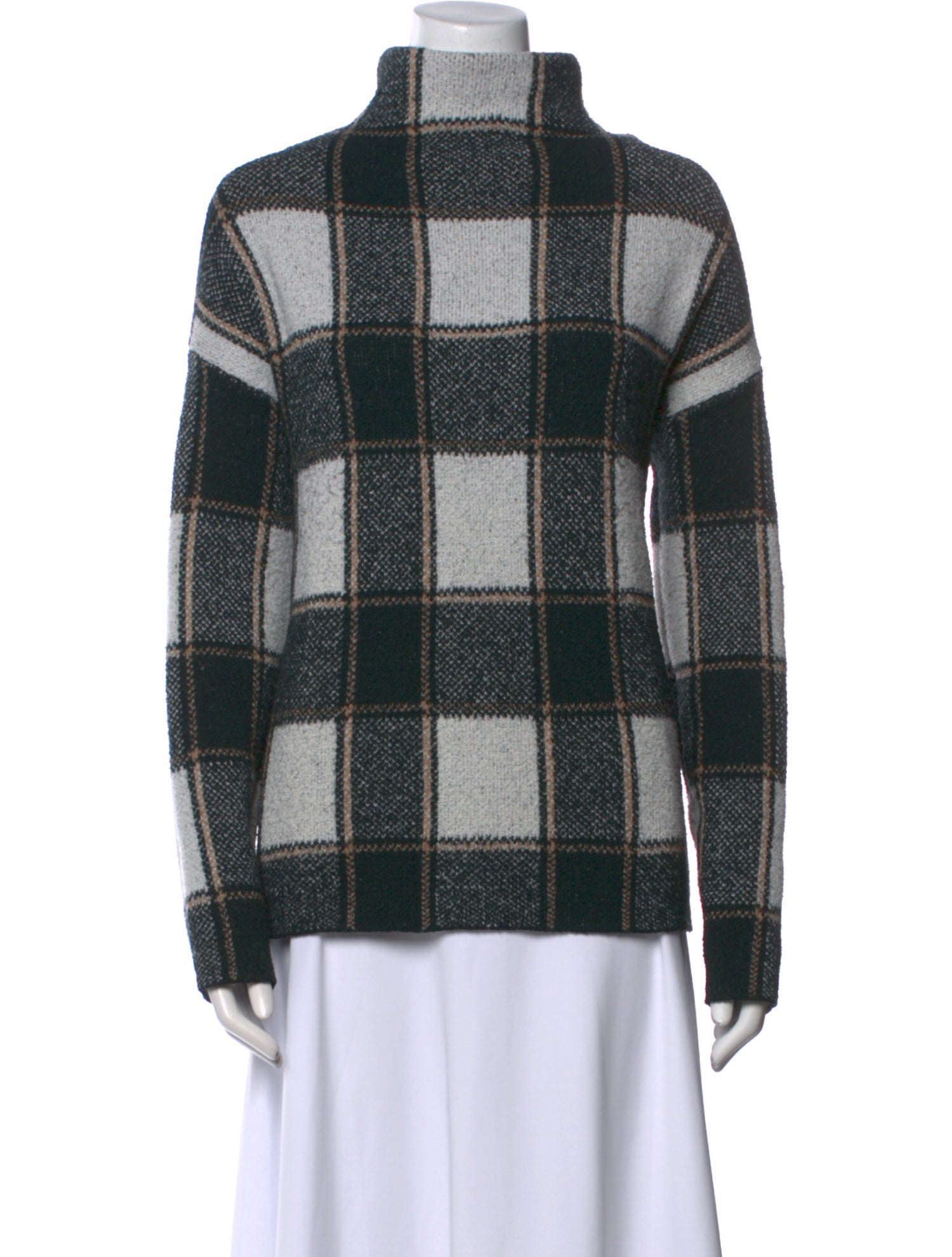 Christian Siriano Plaid Print Mock Neck Sweater