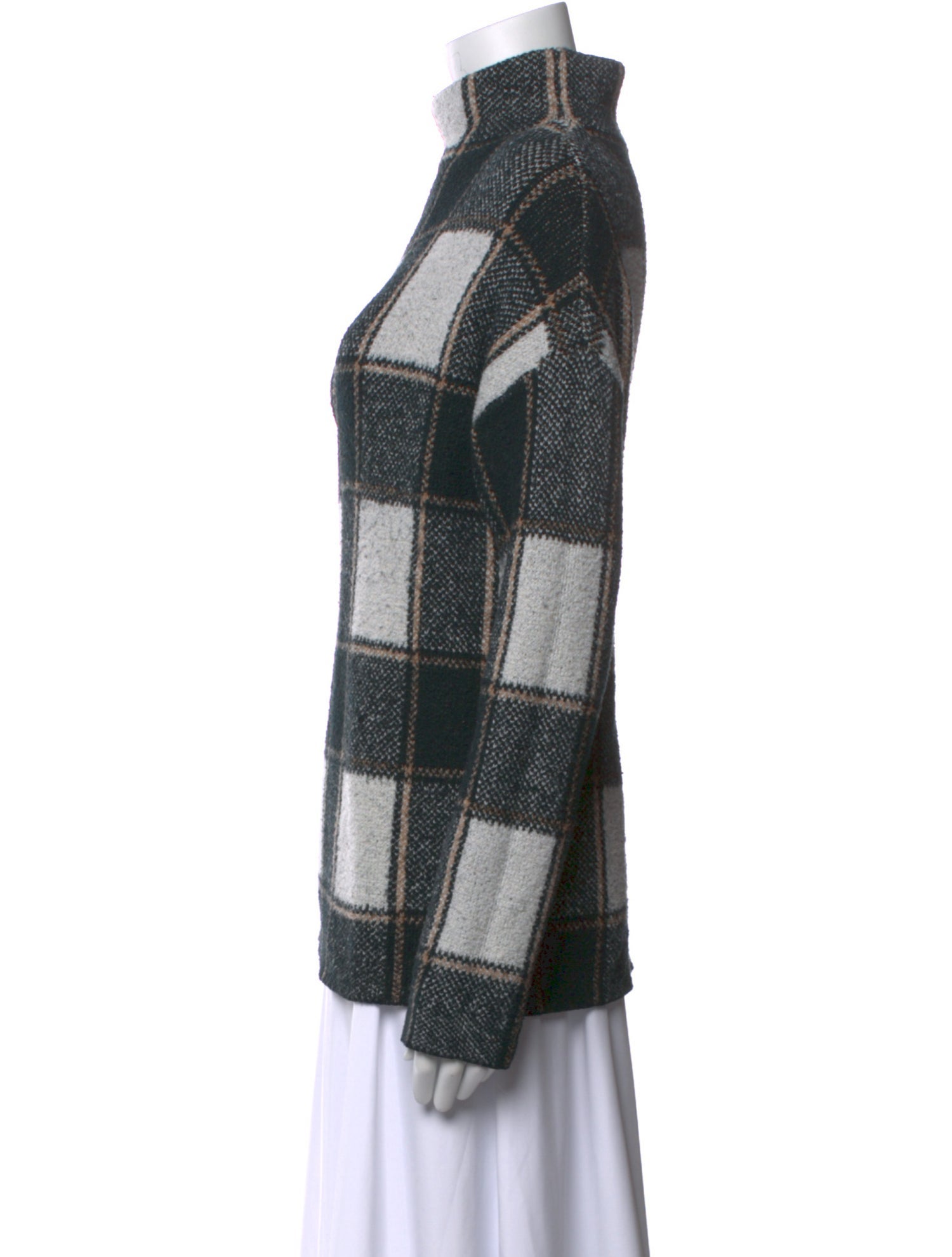 Christian Siriano Plaid Print Mock Neck Sweater