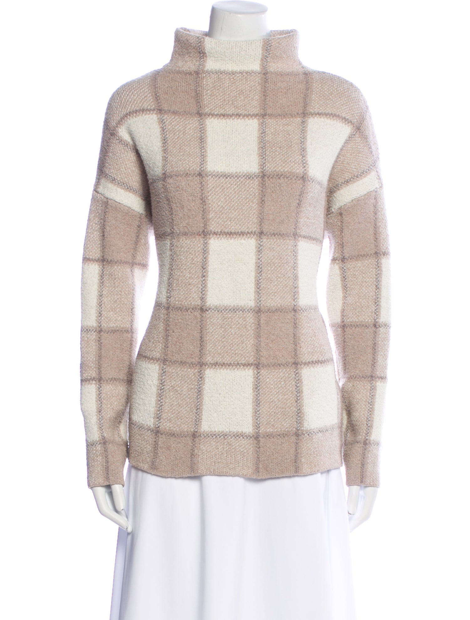 Christian Siriano Plaid Print Mock Neck Sweater