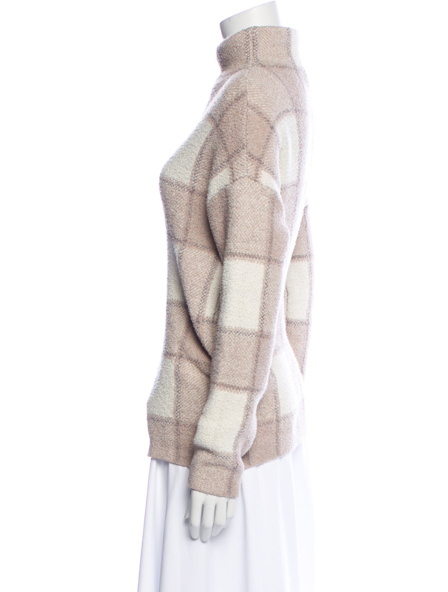 Christian Siriano Plaid Print Mock Neck Sweater