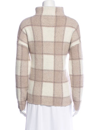 Christian Siriano Plaid Print Mock Neck Sweater