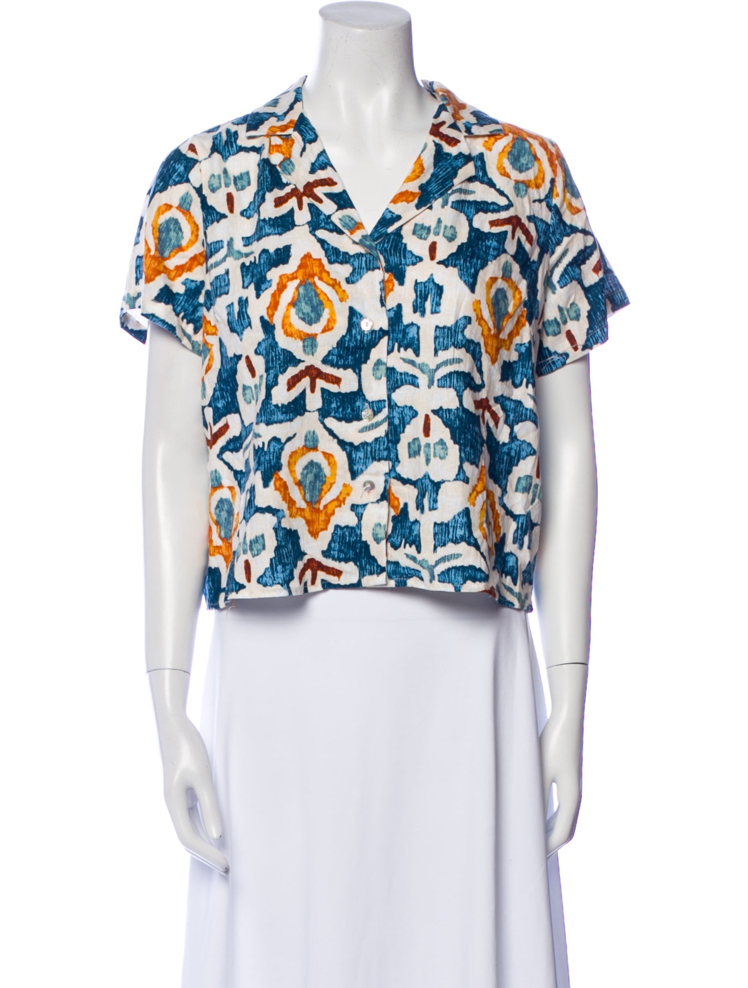 Christian Siriano Printed V-Neck Crop Top