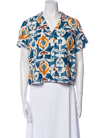 Christian Siriano Printed V-Neck Crop Top