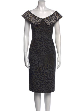 Christian Siriano Animal Print Knee-Length Dress