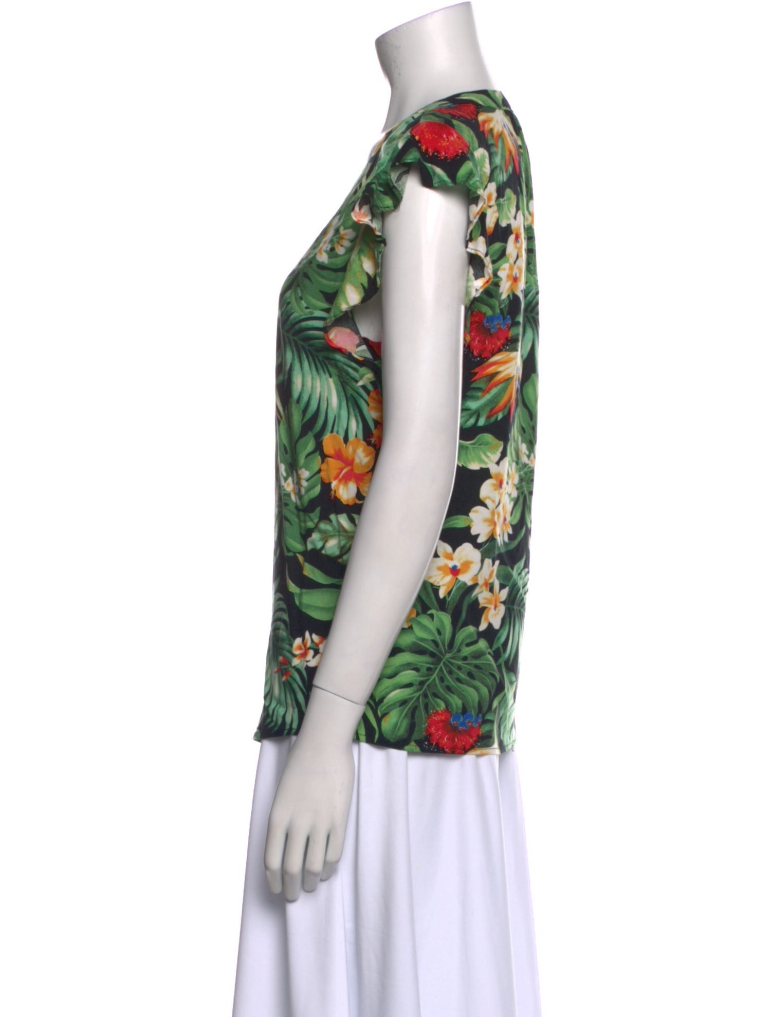 Christian Siriano Floral Print V-Neck Blouse