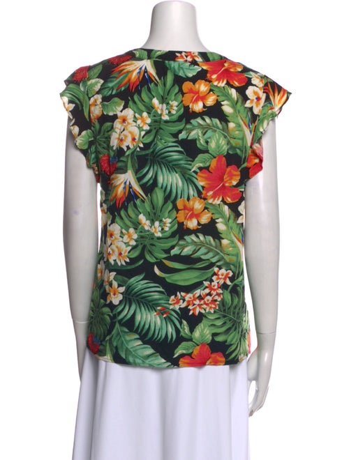 Christian Siriano Floral Print V-Neck Blouse