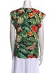 Christian Siriano Floral Print V-Neck Blouse