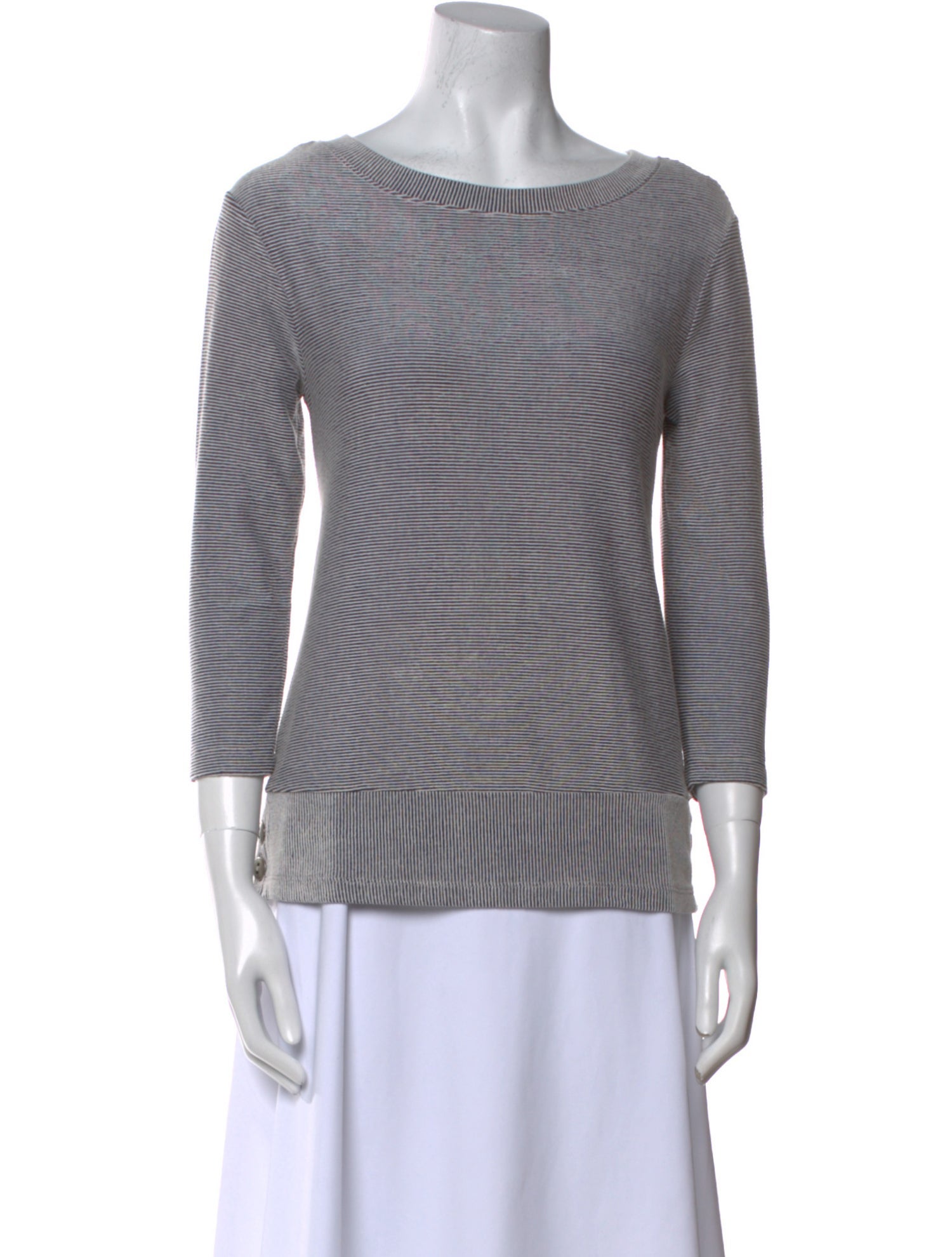 Christian Siriano Striped Bateau Neckline Top