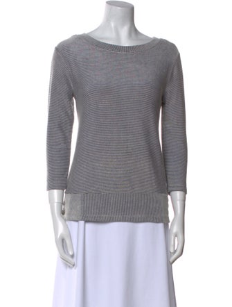 Christian Siriano Striped Bateau Neckline Top