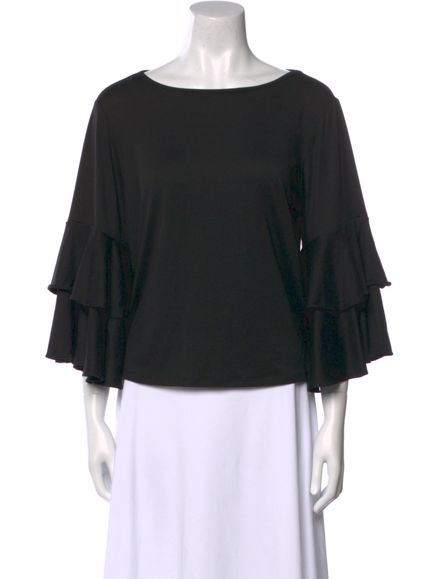 Christian Siriano Scoop Neck Three-Quarter Sleeve Blouse