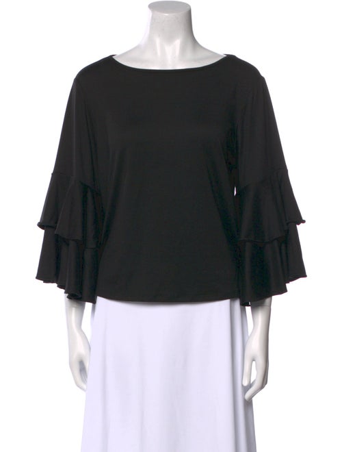 Christian Siriano Scoop Neck Three-Quarter Sleeve Blouse