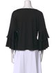 Christian Siriano Scoop Neck Three-Quarter Sleeve Blouse