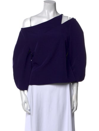 Christian Siriano Asymmetrical Three-Quarter Sleeve Top