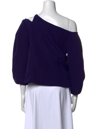 Christian Siriano Asymmetrical Three-Quarter Sleeve Top