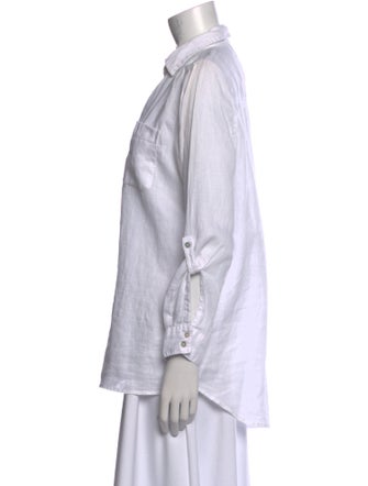 Christian Siriano Linen Long Sleeve Button-Up Top