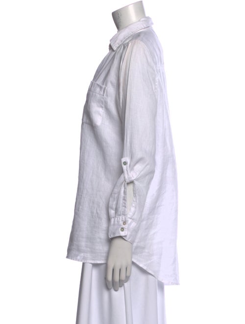 Christian Siriano Linen Long Sleeve Button-Up Top