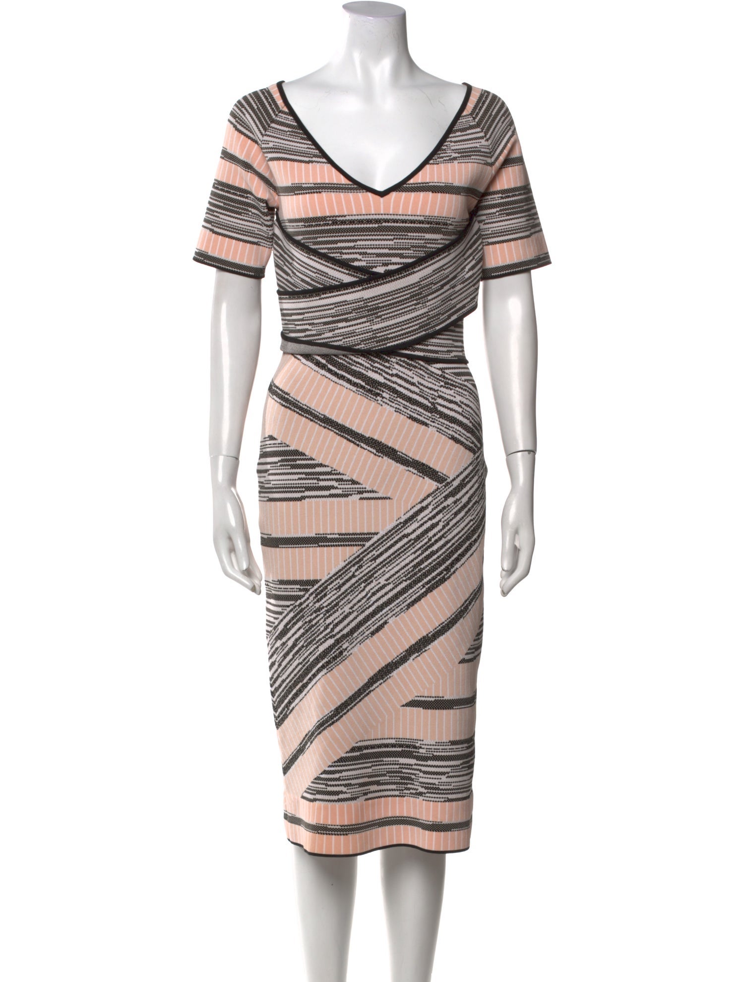 Christian Siriano Striped Midi Length Dress
