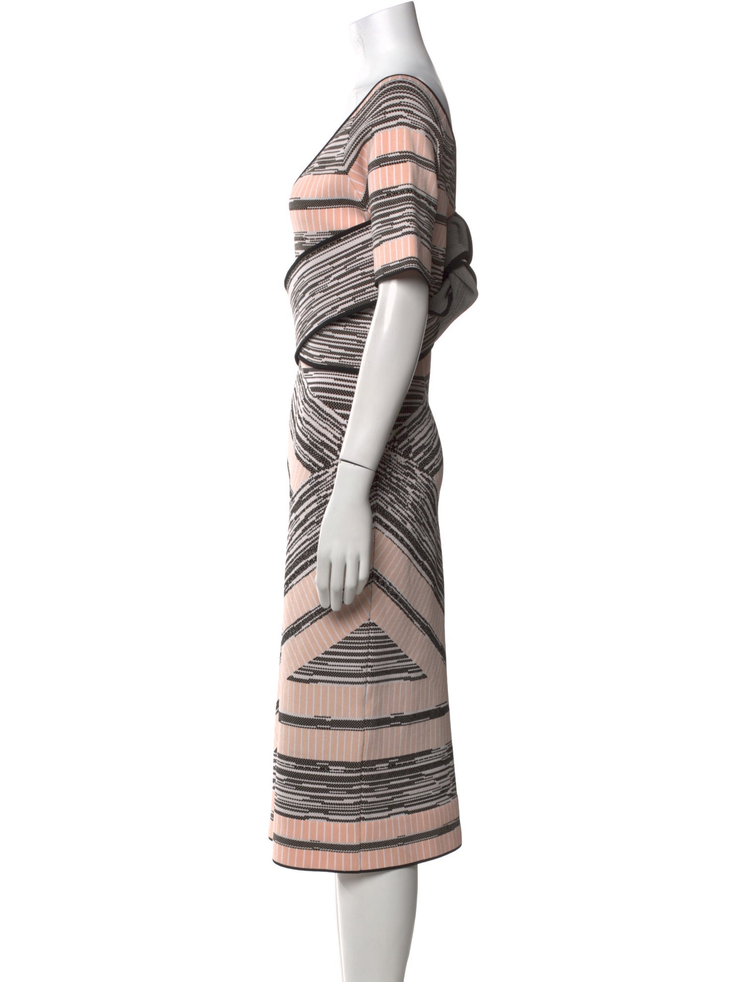 Christian Siriano Striped Midi Length Dress