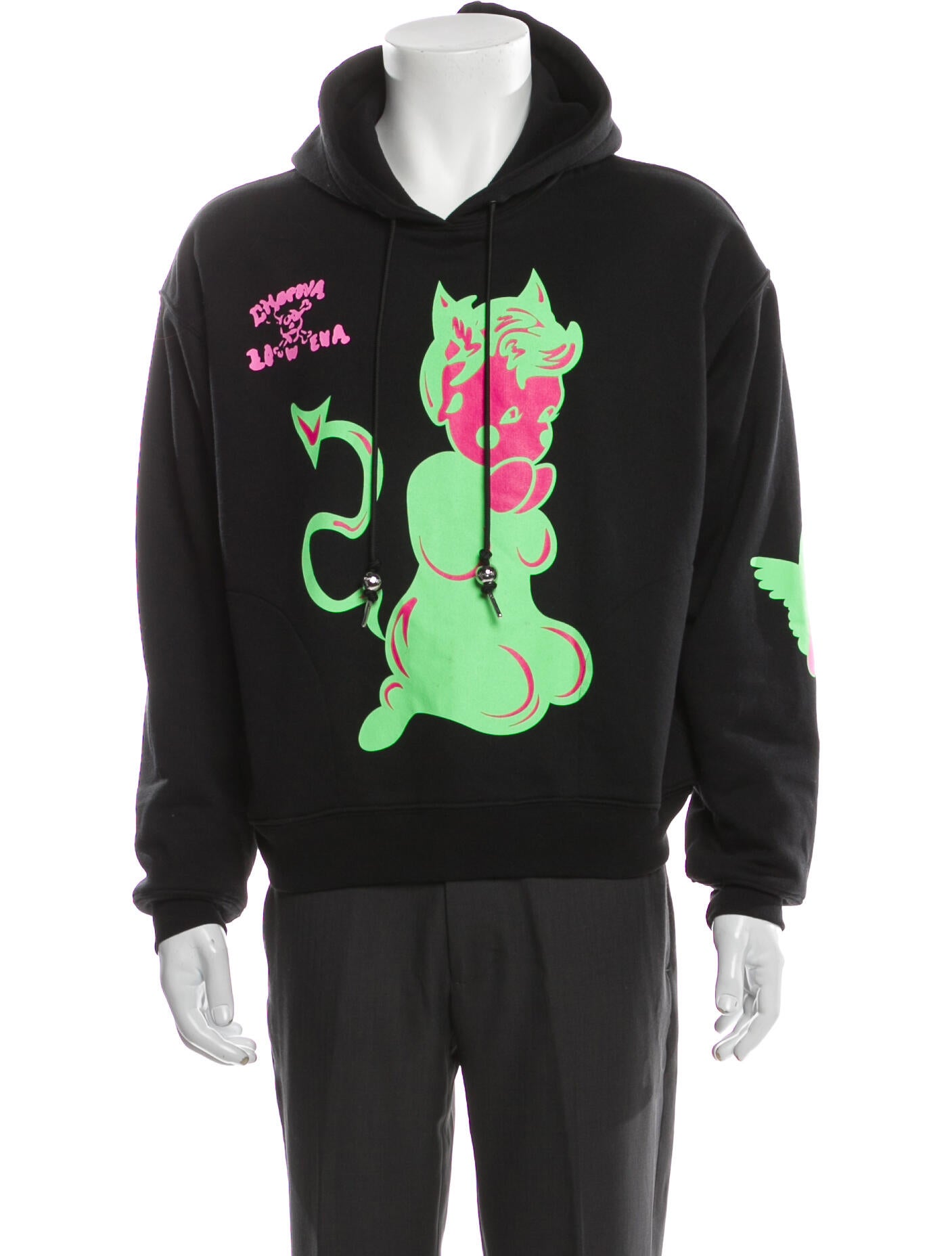 Chopova Lowena Graphic Print Mock Neck Hoodie - Black Sweatshirts