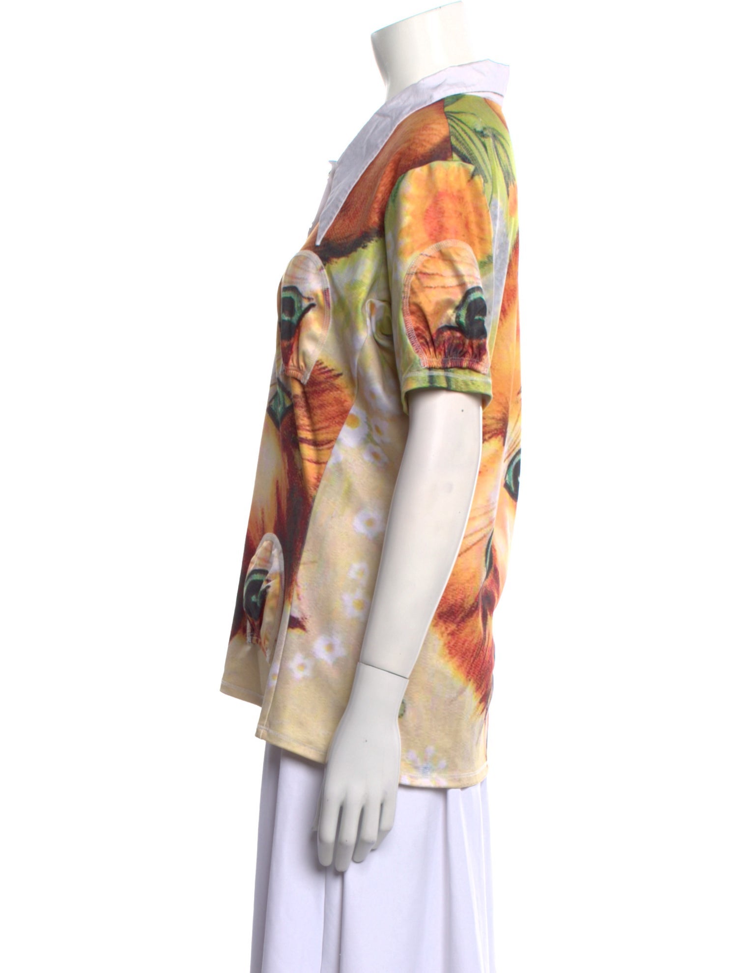 Chopova Lowena Printed Short Sleeve Button-Up Top