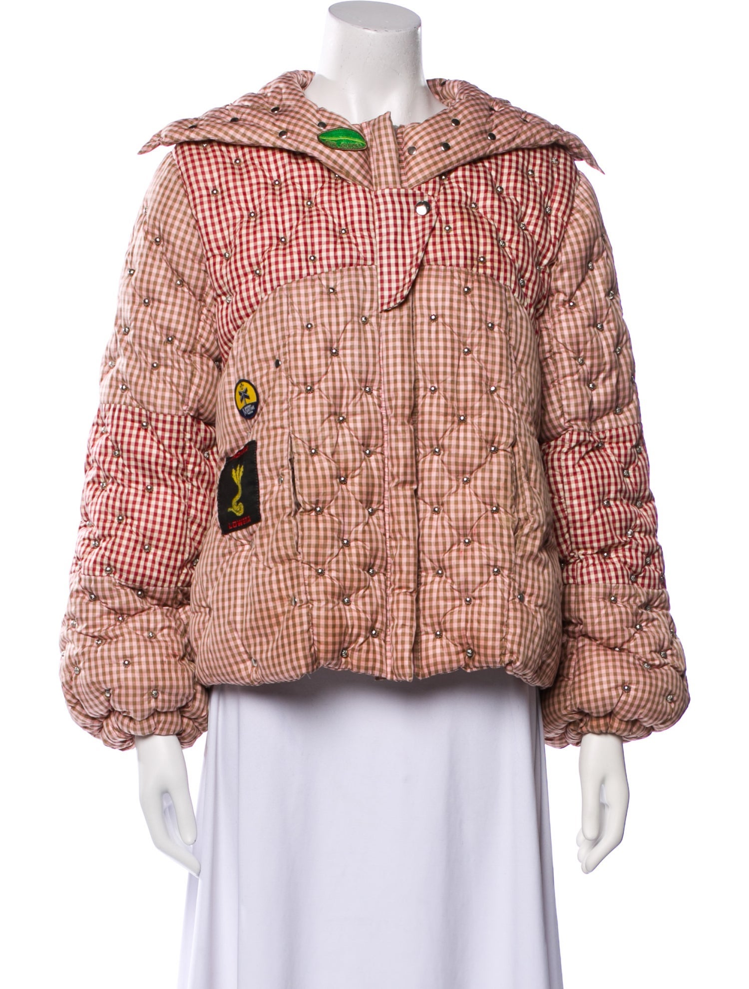 Chopova Lowena Nylon Plaid Print Evening Jacket