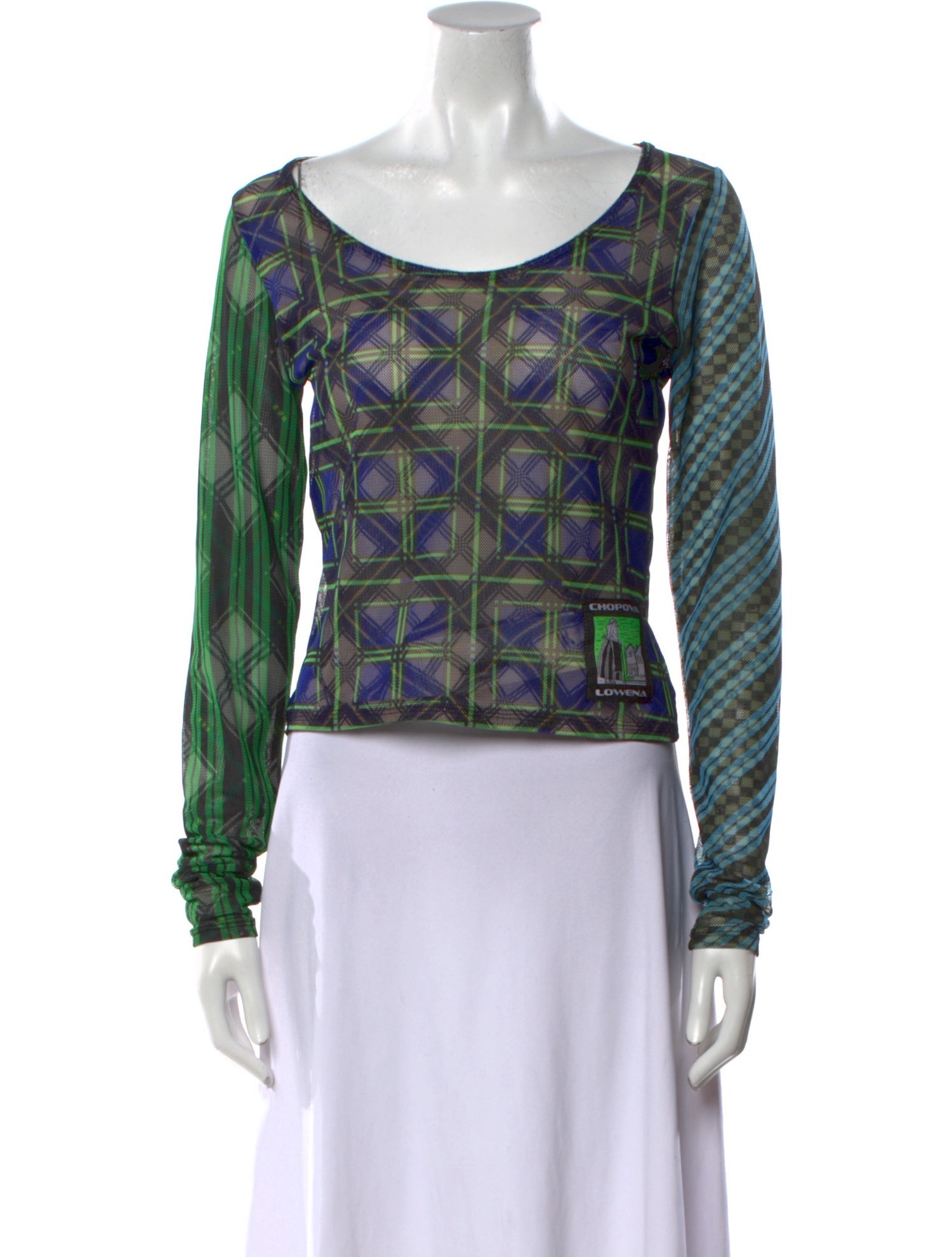 Chopova Lowena Printed Scoop Neck Crop Top