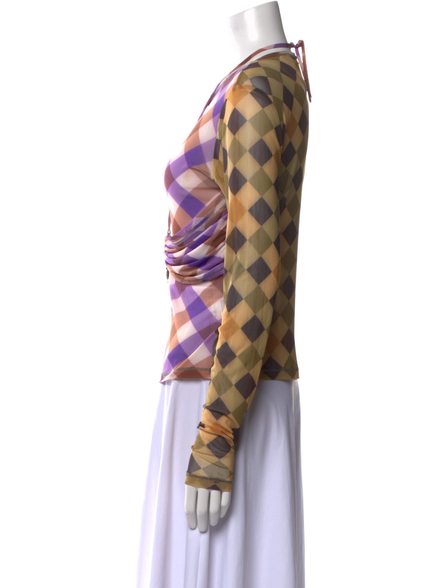 Chopova Lowena Plaid Print Crew Neck Sweatshirt