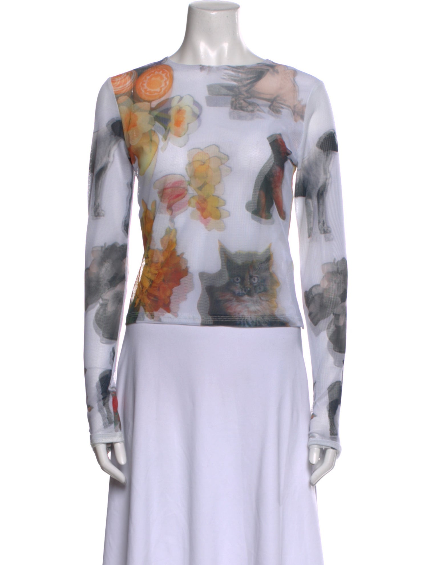 Chopova Lowena Printed Bateau Neckline Crop Top