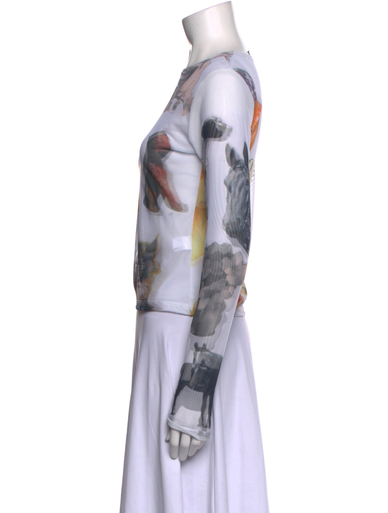 Chopova Lowena Printed Bateau Neckline Crop Top