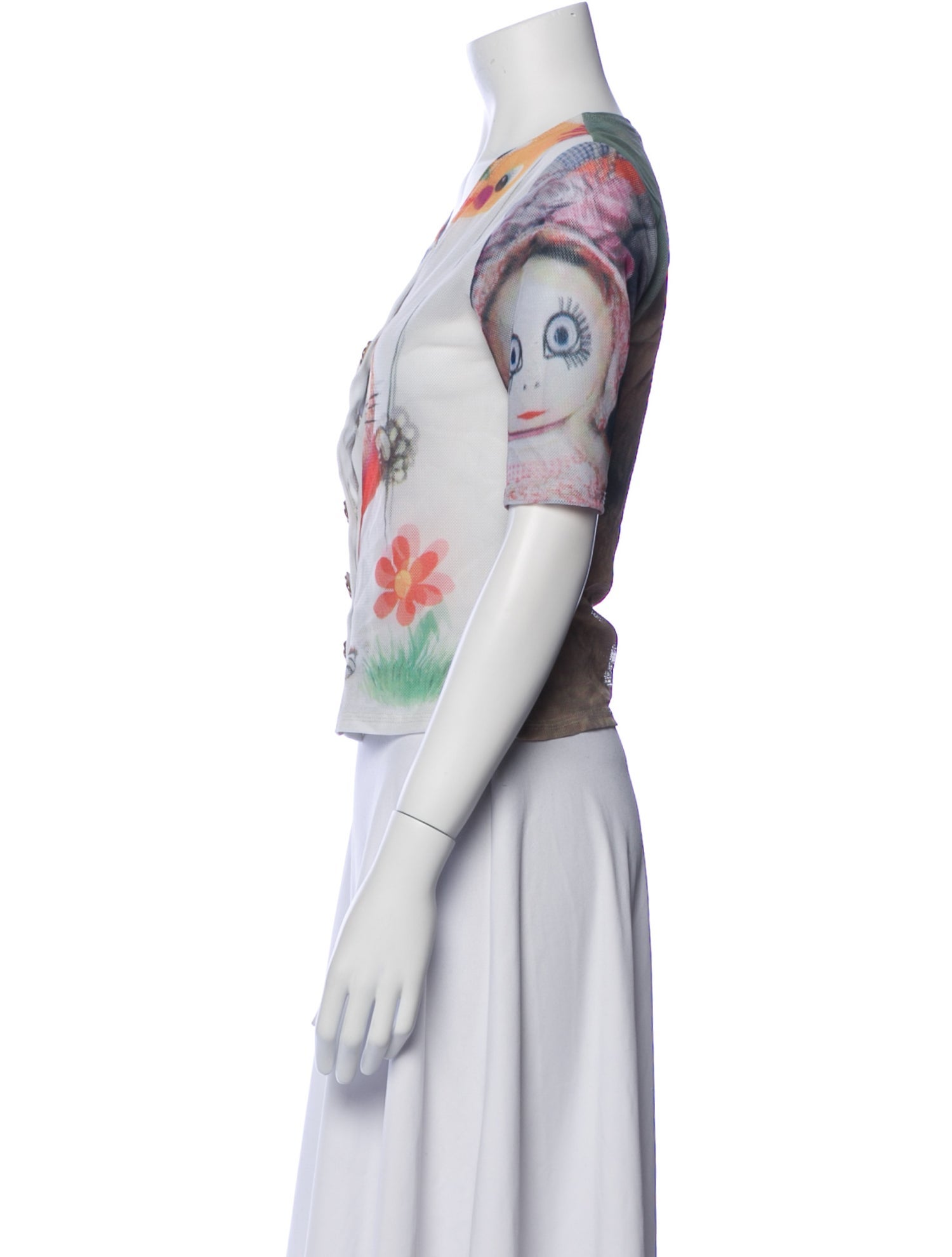 Chopova Lowena Printed V-Neck Crop Top